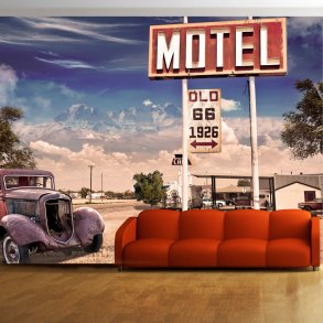 ARTGEIST Retro fototapet med vintage amerikansk motel skilt ved route 66 (flere strrelser)