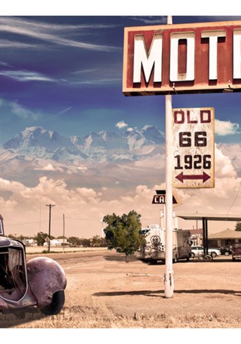 ARTGEIST Retro fototapet med vintage amerikansk motel skilt ved route 66 (flere strrelser)