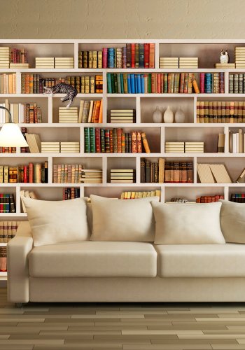 ARTGEIST Fototapet med motiv af hjemmebibliotek med bger i stor bogreol (flere strrelser)