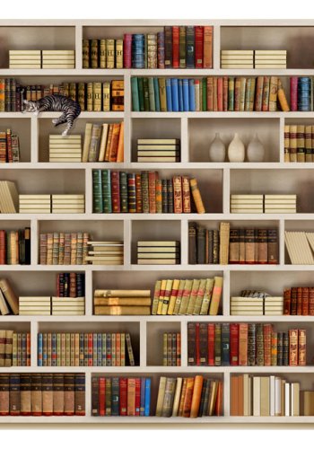 ARTGEIST Fototapet med motiv af hjemmebibliotek med bger i stor bogreol (flere strrelser)