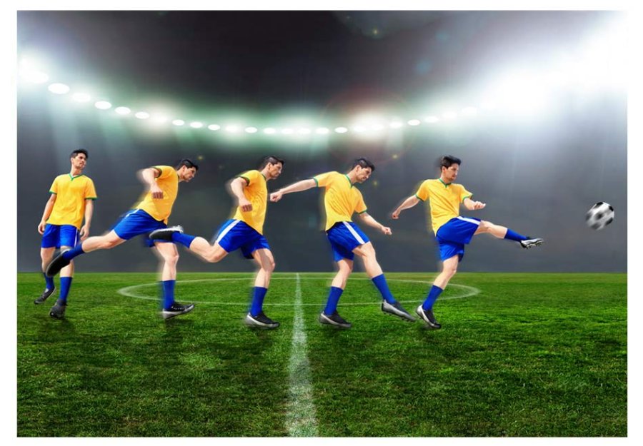 ARTGEIST Fototapet med motiv af fodboldspiller i fodboldkamp p fodboldstadion (flere strrelser)