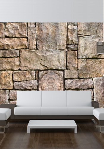 ARTGEIST Rustik fototapet med motiv af stenmur med store mursten (flere strrelser)