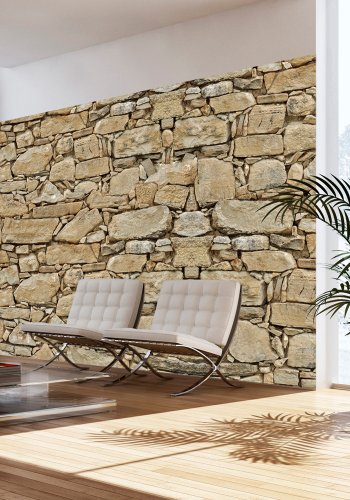 ARTGEIST Fototapet med motiv af rustik stenmur med natursten (flere strrelser)