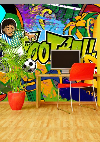 ARTGEIST Farverigt fototapet med fodboldspiller og fodboldtema i street art stil (flere strrelser)