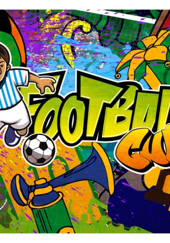 ARTGEIST Farverigt fototapet med fodboldspiller og fodboldtema i street art stil (flere strrelser)