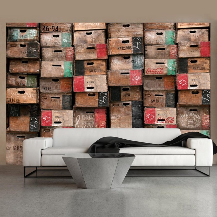 ARTGEIST Fototapet med motiv af retro trkasser i rustikt look (flere strrelser)