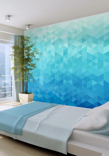 ARTGEIST Fototapet med grafisk mnster af geometriske figurer i bl nuancer (flere strrelser)