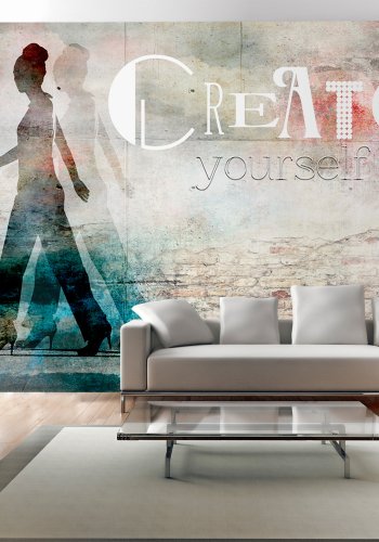 ARTGEIST Fototapet med street art look og grafisk kvinde illustration med citat (flere strrelser)