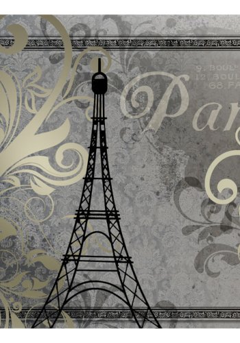 ARTGEIST Fototapet med Eiffeltrn og vintage mnster i guld look p gr baggrund (flere strrelser)