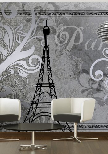 ARTGEIST Fototapet med Eiffeltrnet illustration og grafisk mnster i slv look (flere strrelser)