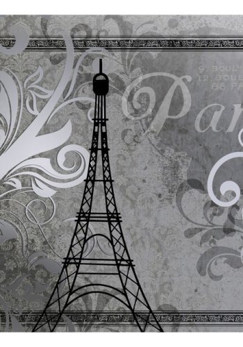 ARTGEIST Fototapet med Eiffeltrnet illustration og grafisk mnster i slv look (flere strrelser)
