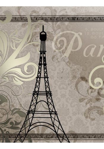 ARTGEIST Fototapet med Eiffeltrn og vintage mnster i guld look p lys baggrund (flere strrelser)