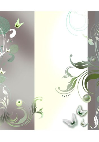 ARTGEIST - Fototapet i grnne og rolige nuancer med blomster og sommerfugle - Flere strrelser