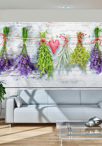 ARTGEIST - Fototapet af krydderurter og blomster der hnger til trre - Flere strrelser