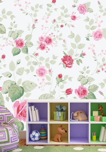 ARTGEIST - Blomstret fototapet med rde roser - Flere strrelser