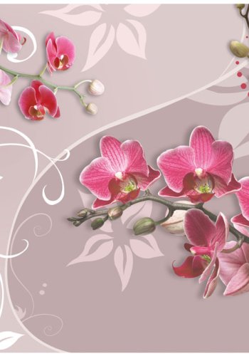 ARTGEIST - Fototapet af lyserde orkidéer p rolig baggrund - Flere strrelser