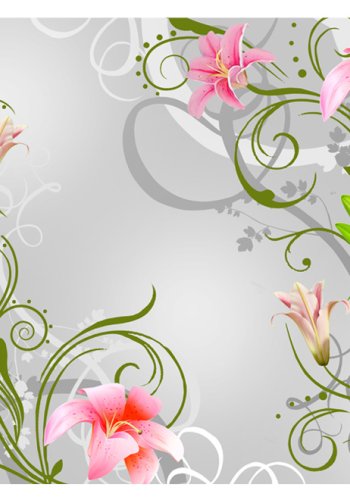 ARTGEIST - Fototapet med lyserde liljer p gr baggrund - Flere strrelser