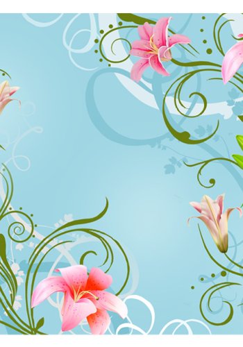 ARTGEIST - Fototapet med lyserde liljer p bl baggrund - Flere strrelser