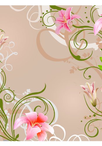 ARTGEIST - Fototapet med lyserde liljer p beige baggrund - Flere strrelser