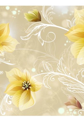 ARTGEIST - Fototapet med gule blomster p beige baggrund - Flere strrelser