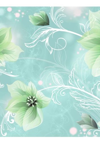 ARTGEIST - Fototapet med grnne blomster p lys bl baggrund - Flere strrelser