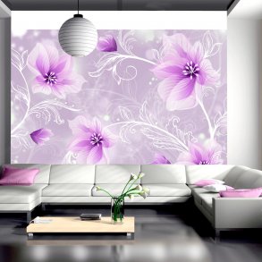 ARTGEIST - Fototapet med lilla blomster p violet baggrund - Flere strrelser