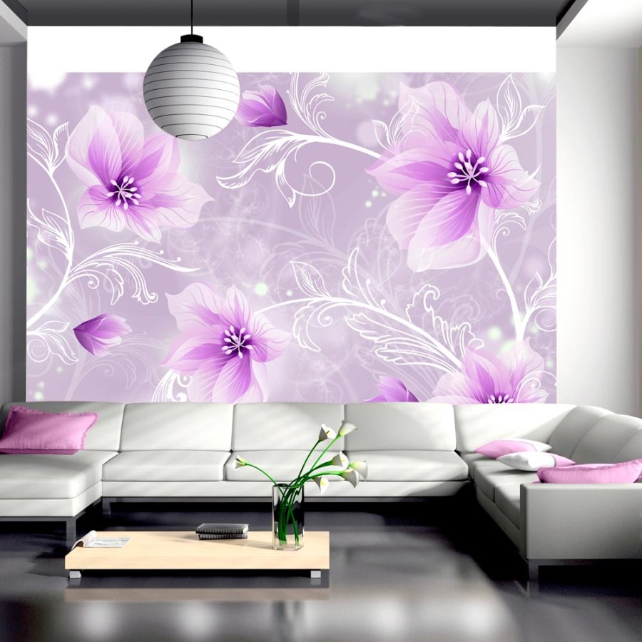 ARTGEIST - Fototapet med lilla blomster p violet baggrund - Flere strrelser