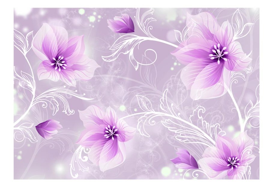 ARTGEIST - Fototapet med lilla blomster p violet baggrund - Flere strrelser