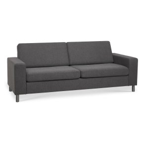 Pan 2,5 pers. sofa - antracitgr polyester stof og brstet aluminium