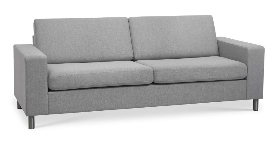 Pan 2,5 pers. sofa - gr polyester stof og brstet aluminium