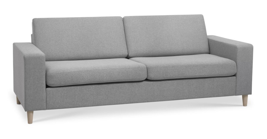 Pan 2,5 pers. sofa - gr polyester stof og natur tr