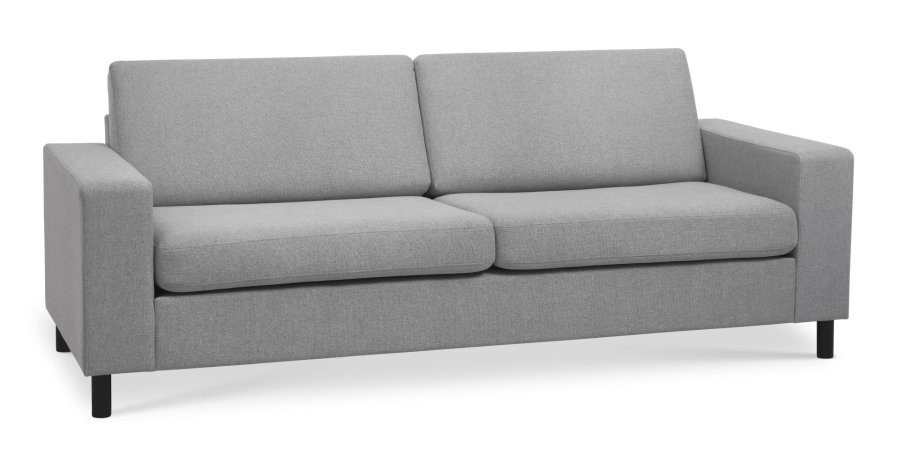Pan 2,5 pers. sofa - gr polyester stof og sort tr