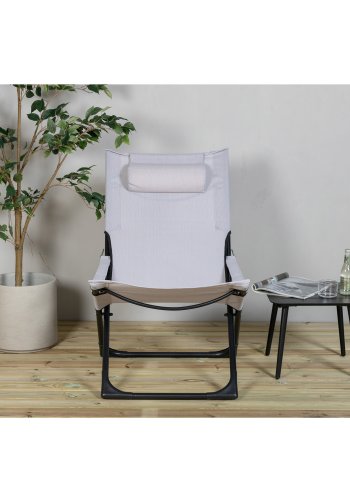 VENTURE DESIGN Seville liggestol, foldbar, m. pude - gr PVC polyester og sort aluminium