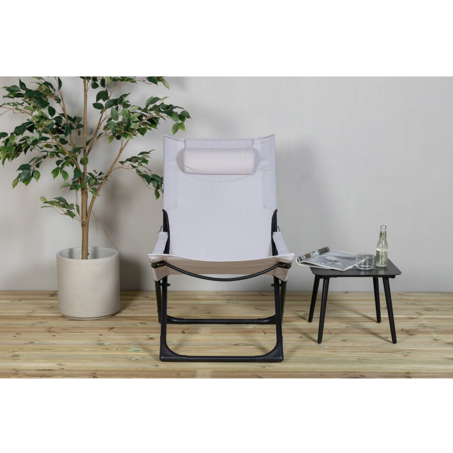 VENTURE DESIGN Seville liggestol, foldbar, m. pude - gr PVC polyester og sort aluminium