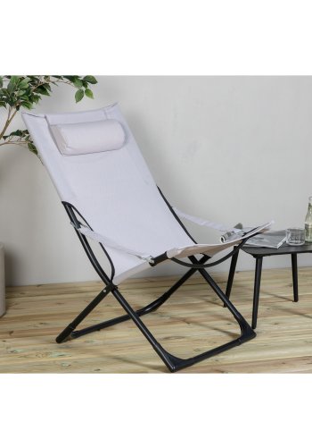 VENTURE DESIGN Seville liggestol, foldbar, m. pude - gr PVC polyester og sort aluminium