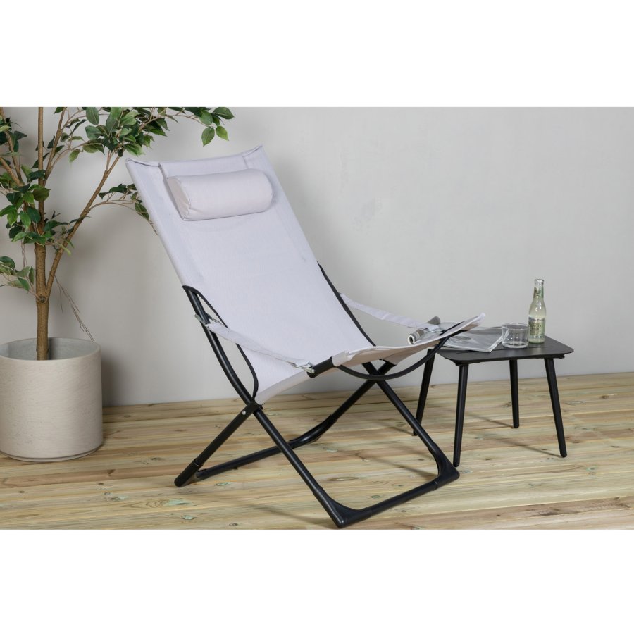VENTURE DESIGN Seville liggestol, foldbar, m. pude - gr PVC polyester og sort aluminium