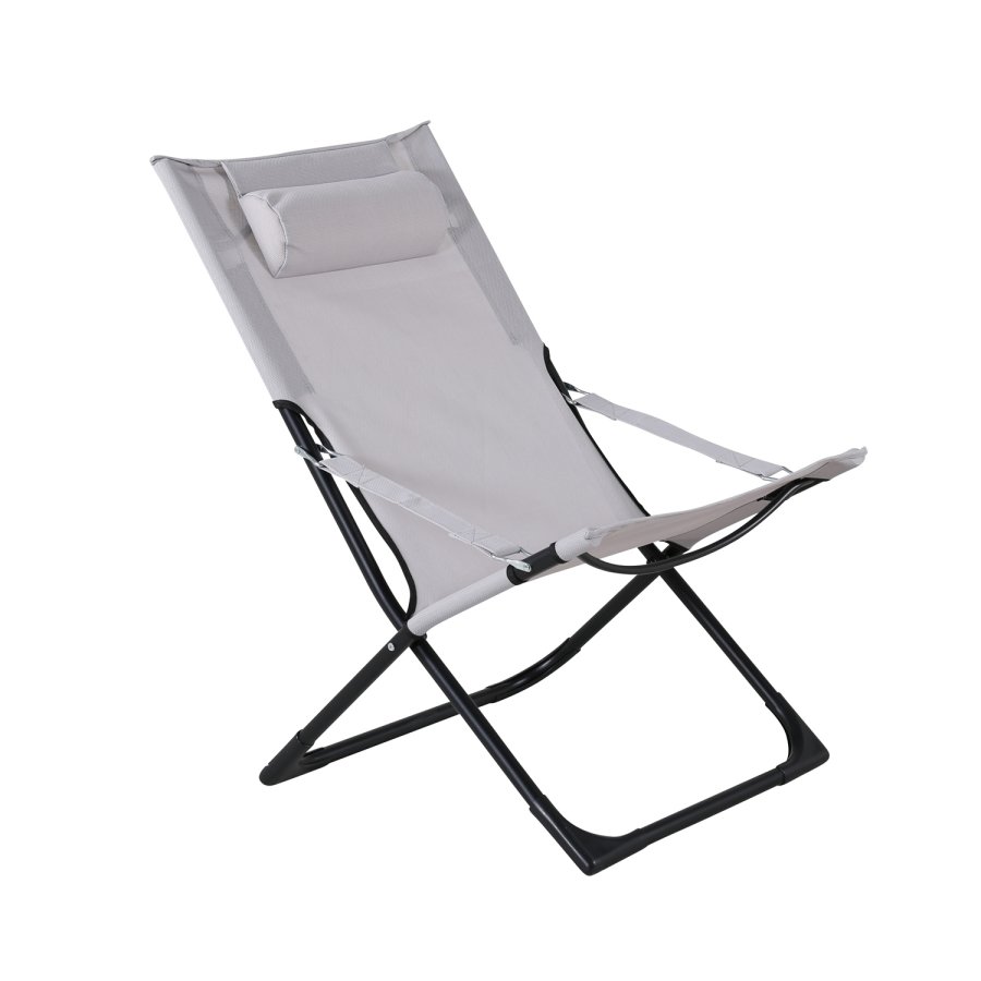 VENTURE DESIGN Seville liggestol, foldbar, m. pude - gr PVC polyester og sort aluminium