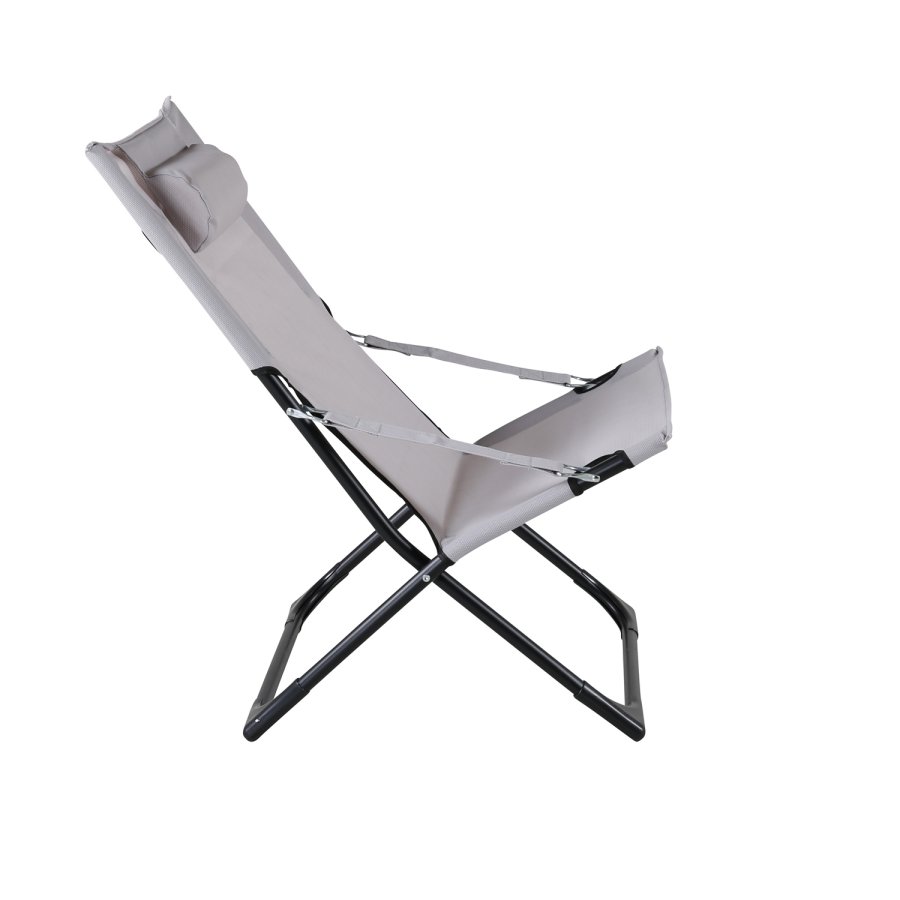 VENTURE DESIGN Seville liggestol, foldbar, m. pude - gr PVC polyester og sort aluminium