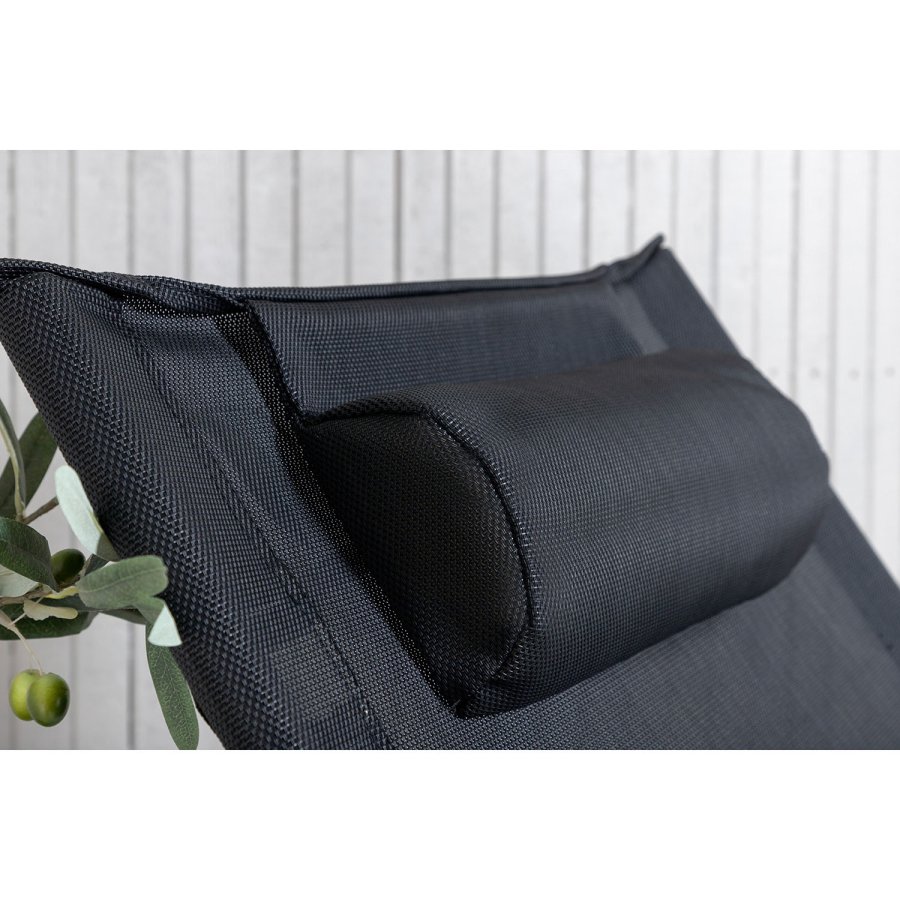 VENTURE DESIGN Seville liggestol, foldbar, m. pude - sort PVC polyester og aluminium