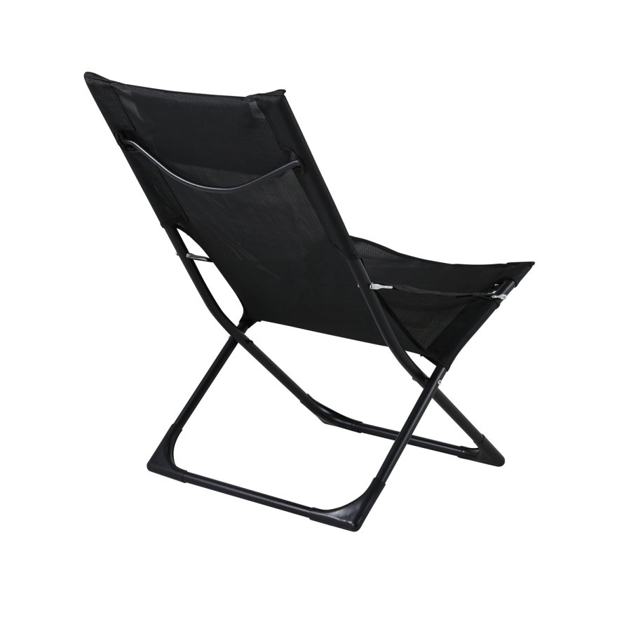 VENTURE DESIGN Seville liggestol, foldbar, m. pude - sort PVC polyester og aluminium