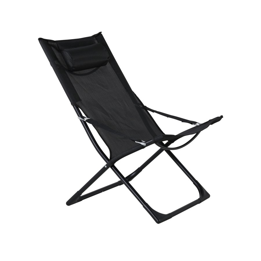 VENTURE DESIGN Seville liggestol, foldbar, m. pude - sort PVC polyester og aluminium