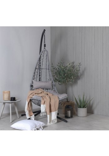 VENTURE DESIGN Edinburgh hngestol, m. hynde - gr polyester og polyrattan, sort aluminium