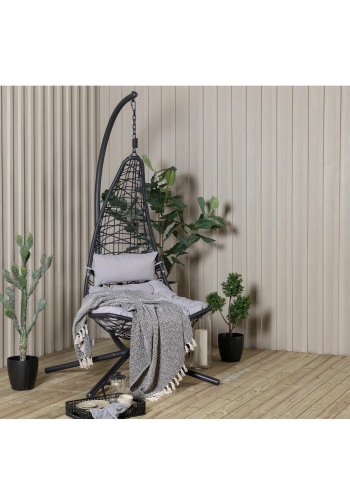 VENTURE DESIGN Edinburgh hngestol, m. hynde - gr polyester, sort polyrattan og aluminium