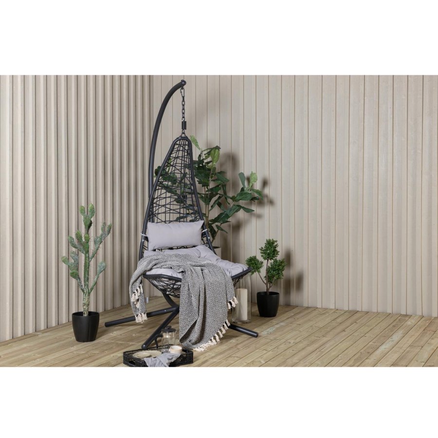 VENTURE DESIGN Edinburgh hngestol, m. hynde - gr polyester, sort polyrattan og aluminium