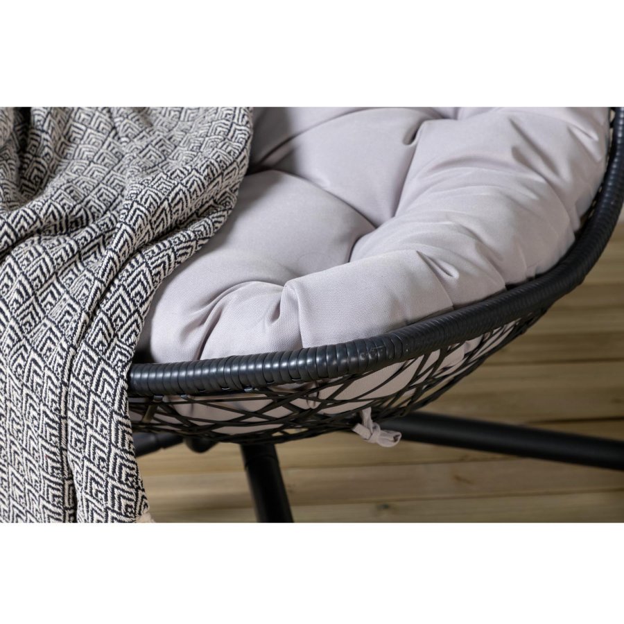 VENTURE DESIGN Edinburgh hngestol, m. hynde - gr polyester, sort polyrattan og aluminium