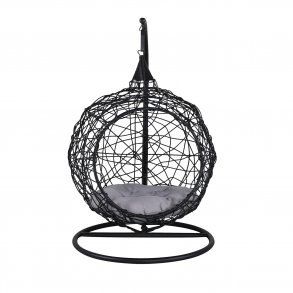 VENTURE DESIGN Lexi hngestol, mini - gr polyester, sort polyrattan og aluminium