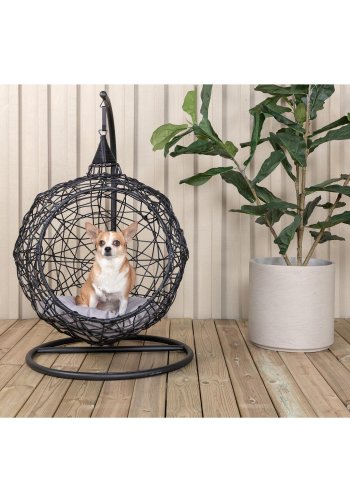 VENTURE DESIGN Lexi hngestol, mini - gr polyester, sort polyrattan og aluminium