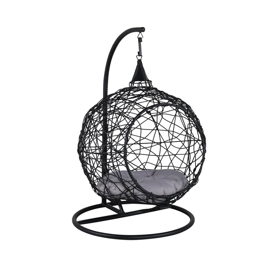 VENTURE DESIGN Lexi hngestol, mini - gr polyester, sort polyrattan og aluminium