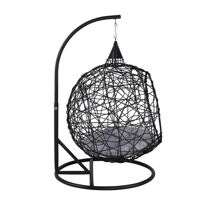 VENTURE DESIGN Lexi hngestol, mini - gr polyester, sort polyrattan og aluminium