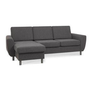 Wendy set 1 3D sofa, m. chaiselong - antracitgr polyester stof og brstet aluminium